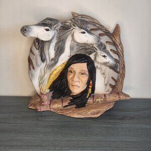 Indigenous Art Decor 3D Indian Brave and Horses